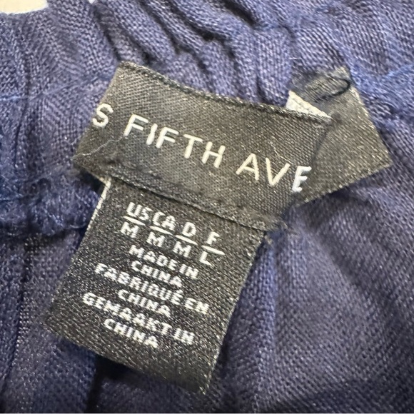 SAKS FIFTH AVENUE Women’s Navy Blue 100% Linen Halter Keyhole Neckline Top Sz M - Picture 4 of 9